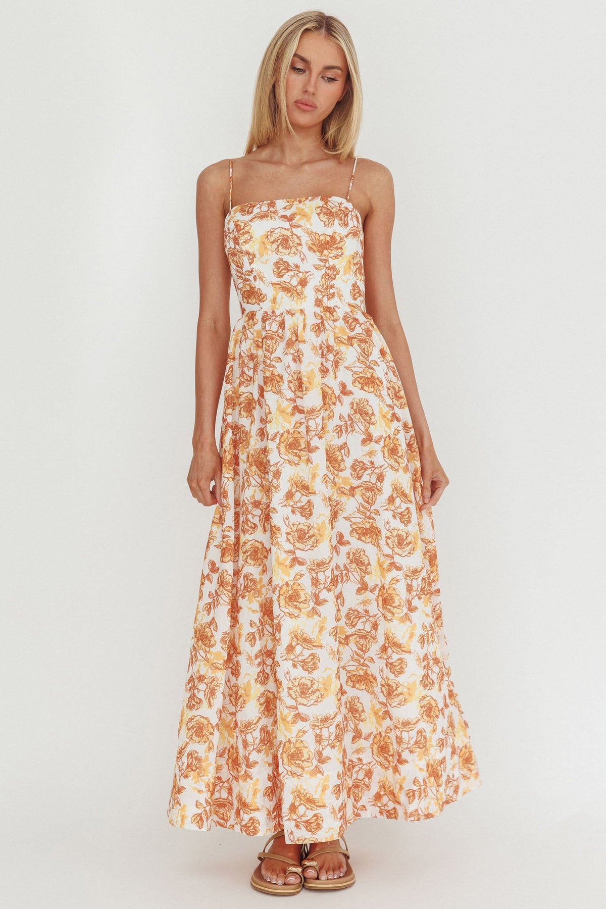 Wild Card Cami Strap Maxi Dress Floral Yellow