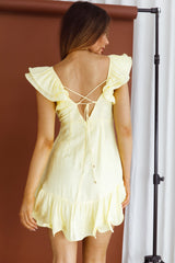 New Horizon Frill Trim Mini Dress Lemon