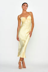 Fortune Lace Trim Bust Tie Midi Dress Butter