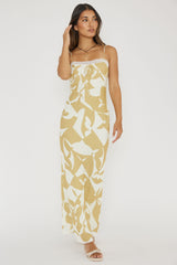 Cali Sunset Lace Trim Maxi Dress Print Yellow