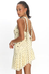 Anaisa Asymmetric Hem Mini Dress Polka Dot Butter