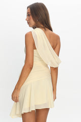 Anaisa One-Shoulder Draped Mini Dress Butter