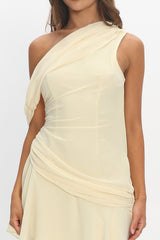 Anaisa One-Shoulder Draped Mini Dress Butter