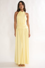 Trouville Backless Halter Maxi Dress Sunflower