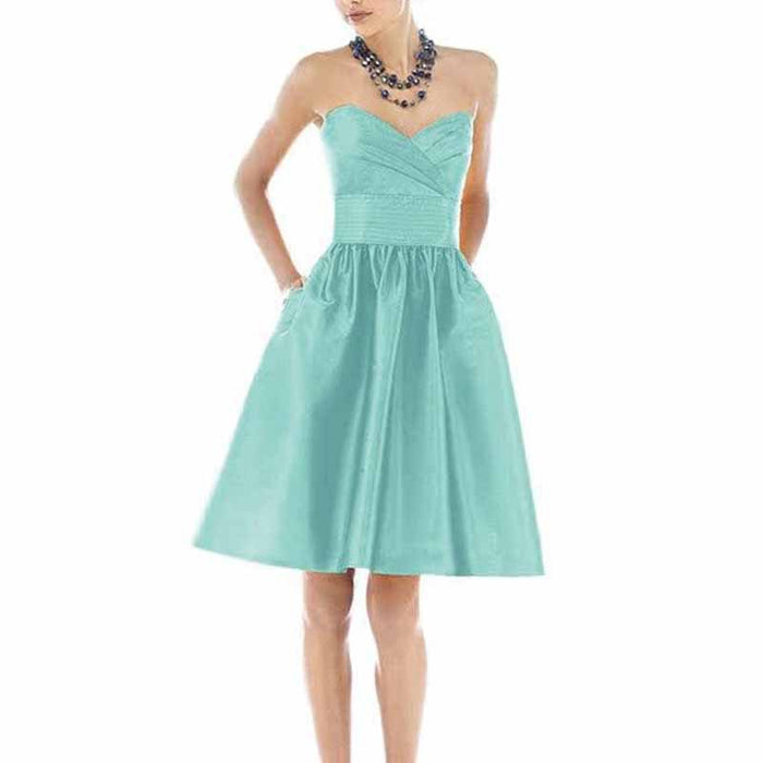 A-line Off-The-Shoulder Short/Mini Satin Prom Dresses With Pocket