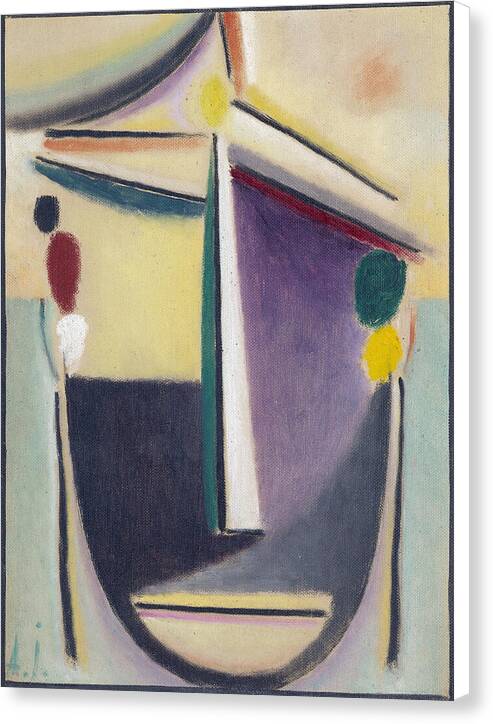 Abstract Head, Black-Yellow-Purple - Canvas Print