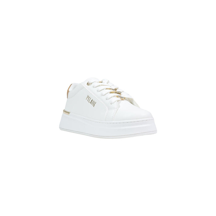Image 2 : Vue latérale des baskets femme blanches Alviero Martini Prima Classe avec détail plateforme — Delvale