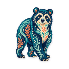 Andean Bear folk art ornament O369 on white, laser-cut maple wood, made in USA