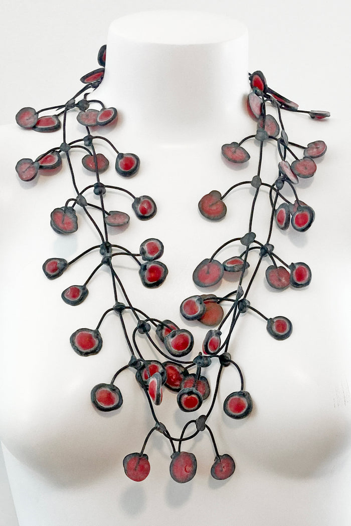 Annemieke Broenink Dubbel Pop Dot Necklace Red