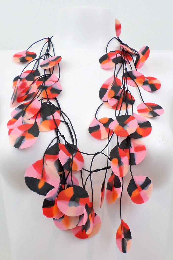 Annemieke Broenink Recycled Poppy Necklace Red Orange/Pink
