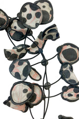 Annemieke Broenink Vintage Silk Kimono Lining Necklace Pink Flower Polka Dot