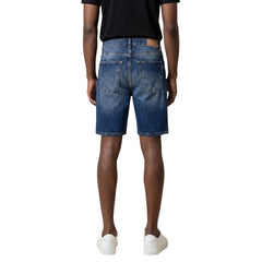 Image 2 : Bermuda jean homme Antony Morato bleu délavé, coupe droite longueur sous le genou, fermeture zip et bouton doré — Delvale
