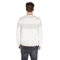 Image 2 : Vue frontale du pull Antony Morato homme, finitions côtelées aux poignets et à l'ourlet, motif jacquard contrasté sur le buste — 9yvwh4-xt