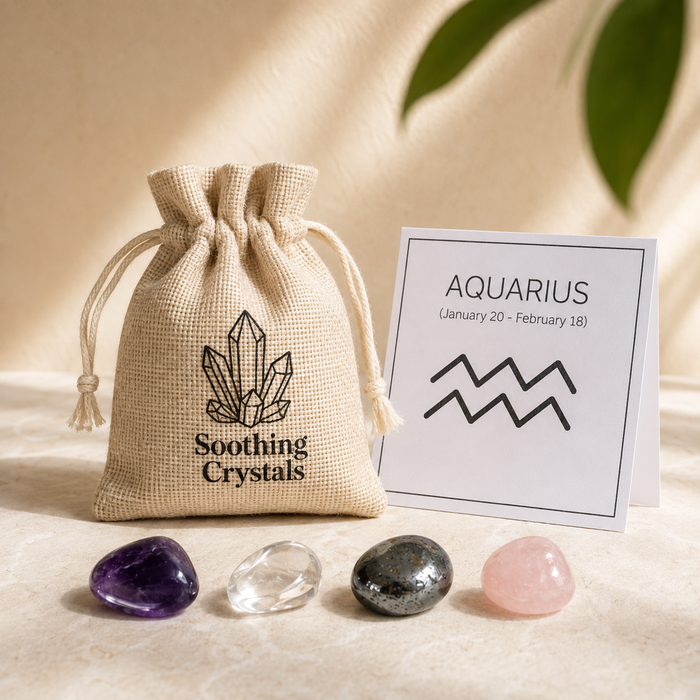 AQUARIUS Zodiac Crystal Kit, Aquarius Birthstones Tumbled Stones Set, Aquarius Gifts