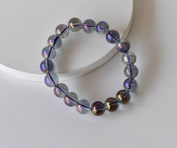 Aura Quartz Amethyst Bracelet(Intuition and Self- Healing).