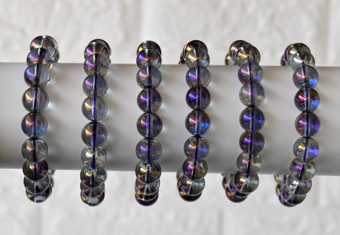 Aura Quartz Amethyst Bracelet(Intuition and Self- Healing).