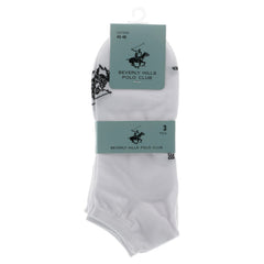 Image 1 : Lot de 3 paires de chaussettes courtes Beverly Hills Polo Club homme coloris blanc avec étiquette verte, taille 43-46 — Delvale