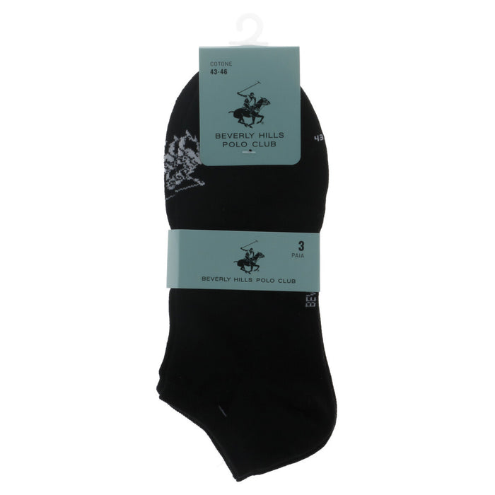 Image 4 : Chaussettes courtes homme Beverly Hills Polo Club lot de 3 paires présentées avec banderole de packaging verte — Delvale