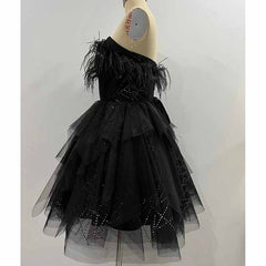 Black Feather Homecoming Dresses Short Black Sweetheart Prom Homecoming Dresses