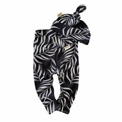 Black Pampas Leaves Leggings and/or Knot Beanie
