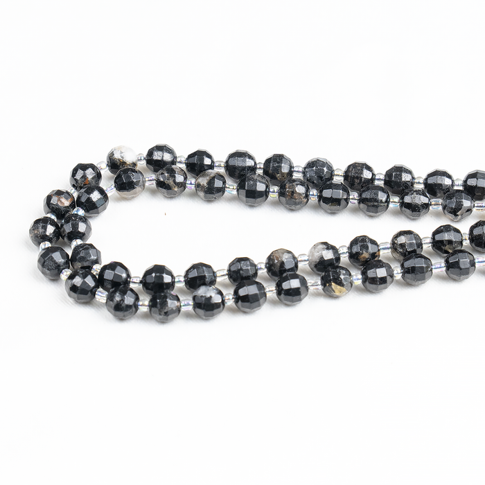 Black Tourmaline Faceted Prism Cut Beads for Jewelry Making