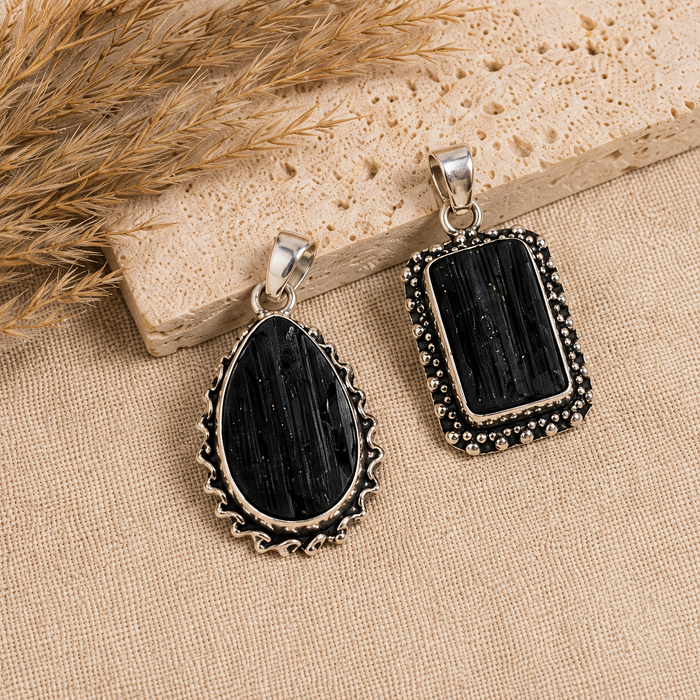 Black tourmaline Pendants – Natural Crystal Pendants Healing Gemstone Pendants