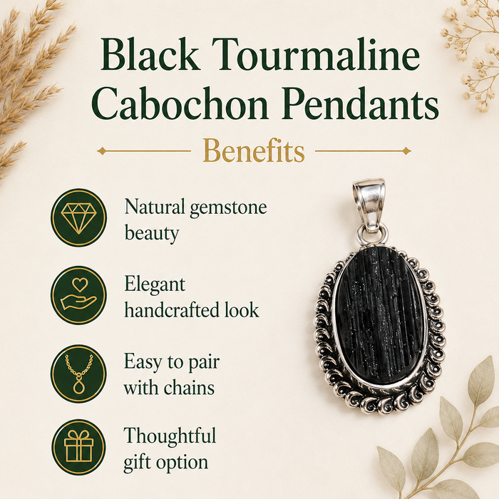 Black tourmaline Pendants – Natural Crystal Pendants Healing Gemstone Pendants