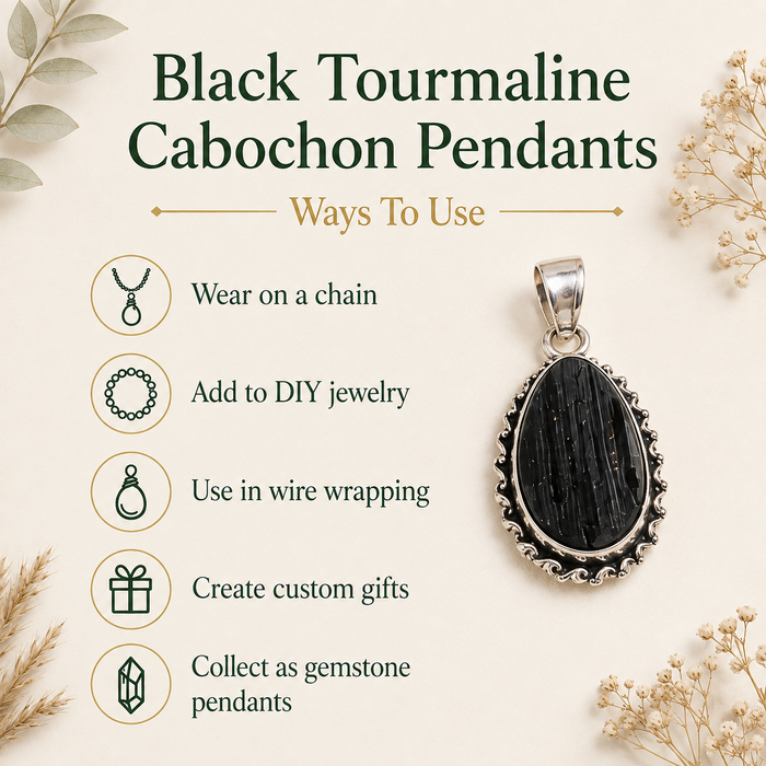 Black tourmaline Pendants – Natural Crystal Pendants Healing Gemstone Pendants