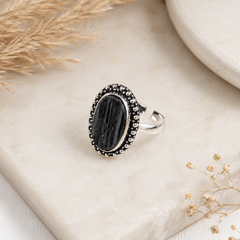 Black tourmaline rings – Gemstone rings Natural Crystal Healing Jewelry Collection
