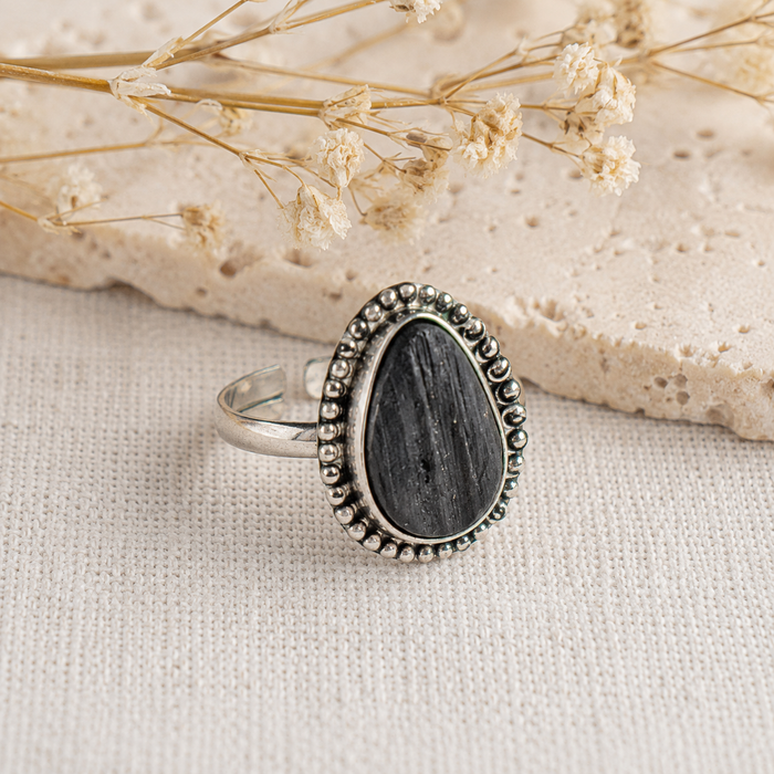 Black tourmaline rings – Gemstone rings Natural Crystal Healing Jewelry Collection