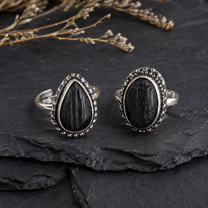 Black tourmaline rings – Gemstone rings Natural Crystal Healing Jewelry Collection
