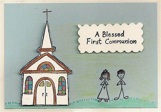 Blessed First Communion Rubber Stamp 2502C