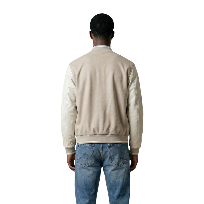 Bomber varsity Antony Morato homme beige – vue dos rapprochée manches contrastées crème
