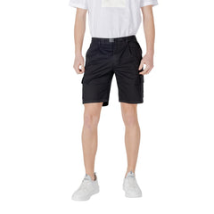 Bermuda Boss homme noir vue portée de face — coupe droite coton élasthanne Ref. 50534196