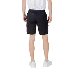 Bermuda Boss homme noir vue portée trois quarts — détail fermeture zip et poches latérales