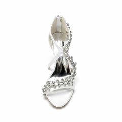 S&DCo. bridal rhinestone block heel sandals with elegant straps and sparkling details