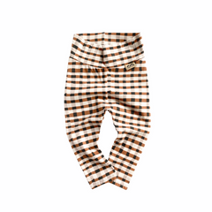 Brown Gingham Leggings with Terracotta Headband