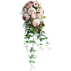Bulk 10" Champagne Peony Bridal Bouquet Cascading Wedding Bouquet Wholesale