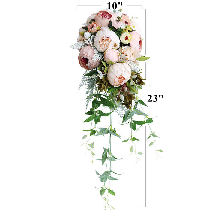 Bulk 10" Champagne Peony Bridal Bouquet Cascading Wedding Bouquet Wholesale
