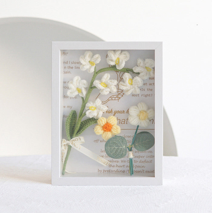 Bulk 17 Styles Handmade Gifts Knitting Flower Photo Frame Crochet Wedding Bouquet Wholesale