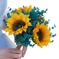 Bulk 7" Sunflower Bridesmaid Bouquet Artificial Wedding Bouquet Wholesale