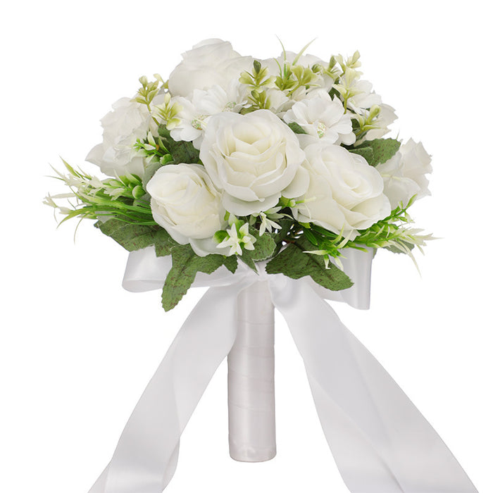 Bulk 9" Bridal Bouquet White and Champagne Wedding Bouquets Wholesale