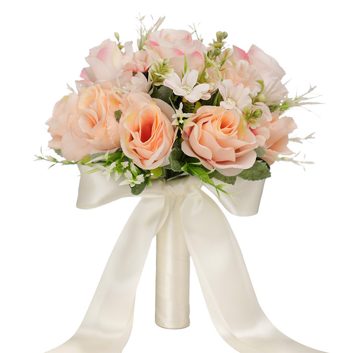 Bulk 9" Bridal Bouquet White and Champagne Wedding Bouquets Wholesale