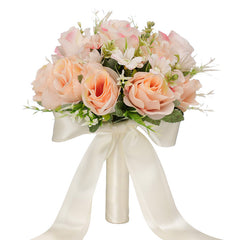 Bulk 9" Bridal Bouquet White and Champagne Wedding Bouquets Wholesale