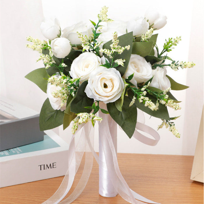 Bulk 9" Rose Bridal Bouquet Artificial Silk Rose Wedding Bouquet Wholesale