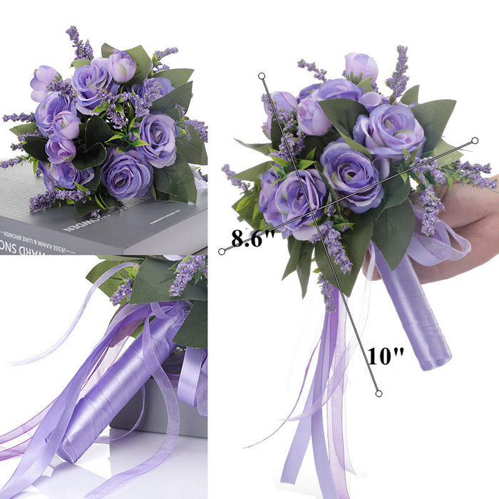Bulk 9" Rose Bridal Bouquet Artificial Silk Rose Wedding Bouquet Wholesale