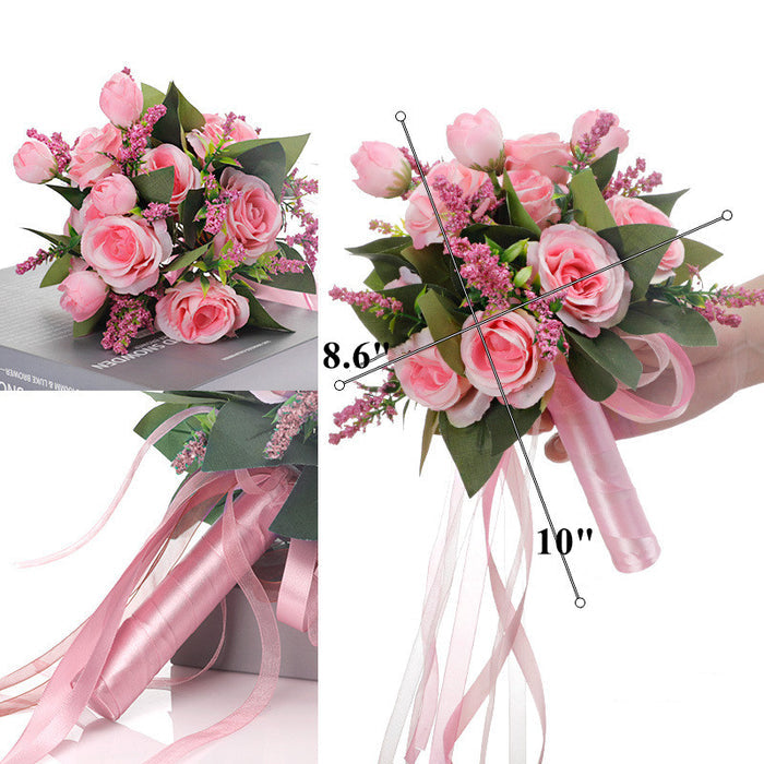 Bulk 9" Rose Bridal Bouquet Artificial Silk Rose Wedding Bouquet Wholesale