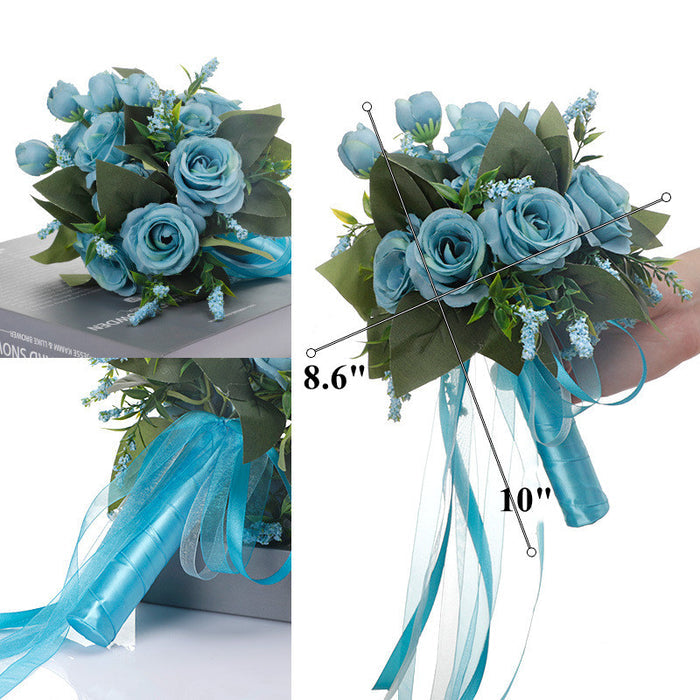 Bulk 9" Rose Bridal Bouquet Artificial Silk Rose Wedding Bouquet Wholesale