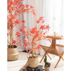 Bulk Artificial Japanese Maple Silk Tree Lifelike Tree Fall Plant with Basket Decoration Wholesale