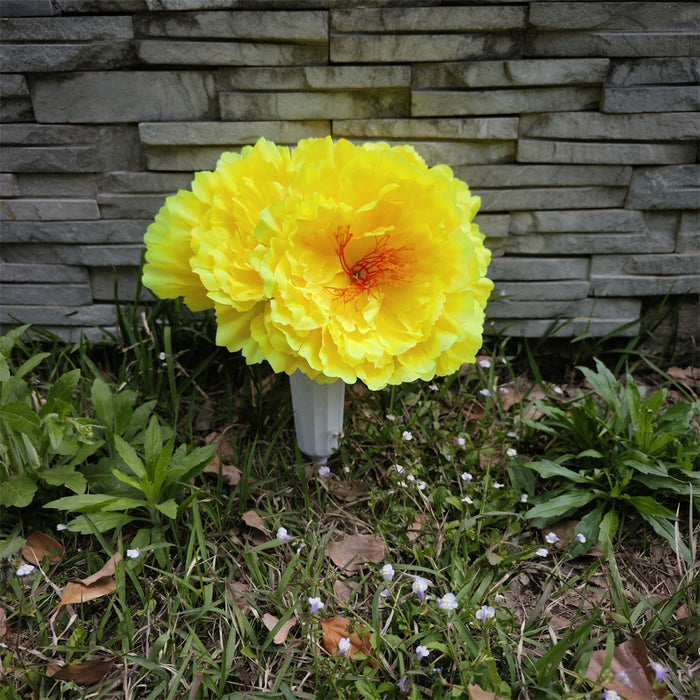 Bulk Cemetery Flowers Peony in Vase Artificial Flowers for Graves and Memorials Arrangements Wholesale